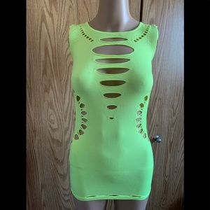 🍉Lingerie XS, EUC, stretchy, semi sheer, neon yellow